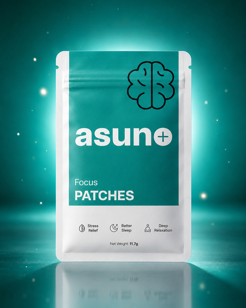 Asuno Focus Patches pouch — teal wearable focus patch, front