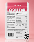 Asuno Hormonal Balance Patches ingredients label — back of pouch