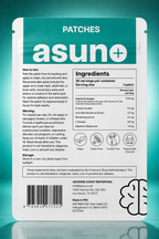 Asuno Focus Patches ingredients label — back of pouch